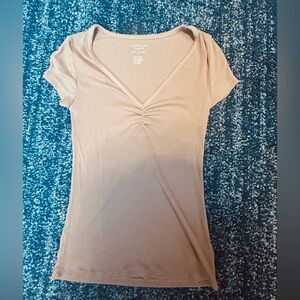 American Eagle Outfitters Women's Beige Short Sleeve Top